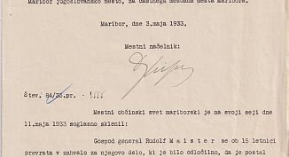 Predlog za razglasitev častnega meščana mesta Maribor 1933