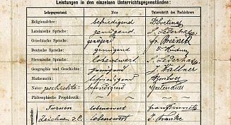 Rudolfovo spričevalo prvega letnika višje gimnazije v Ljubljani 1890/91