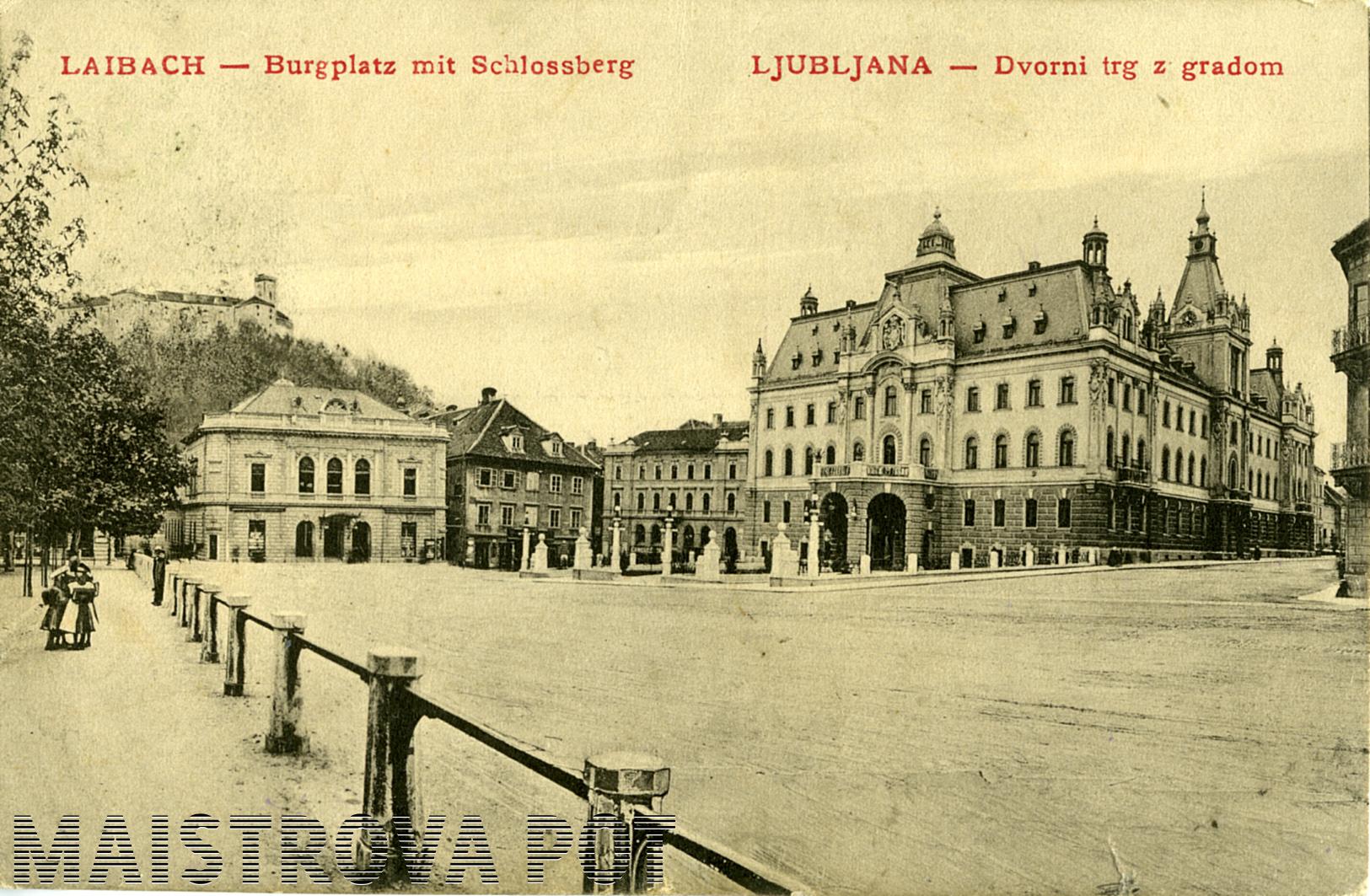 razglednica Pogled na Deželni dvorec na Kongresnem trgu v Ljubljani