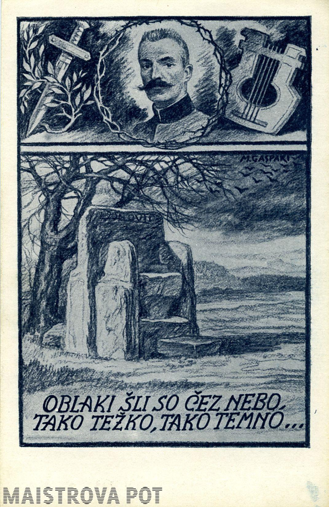 razglednica s podobo pesnika in generala Rudolfa Maistra